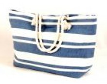 Tobs New England Cream/Blue Stripe Nautical Tote Bag