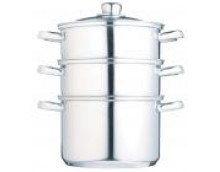 Kitchen Craft Clear View 3-Tier Stainless Steel Steamer 22cm Kitchen Craft Clear View 3-Tier Stainless Steel Steamer 22cm