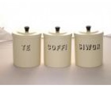 Te, Coffi & Siwgr / Tea, Coffee & Sugar Cannisters (Cream) Te, Coffi & Siwgr / Tea, Coffee & Sugar Cannisters (Cream)